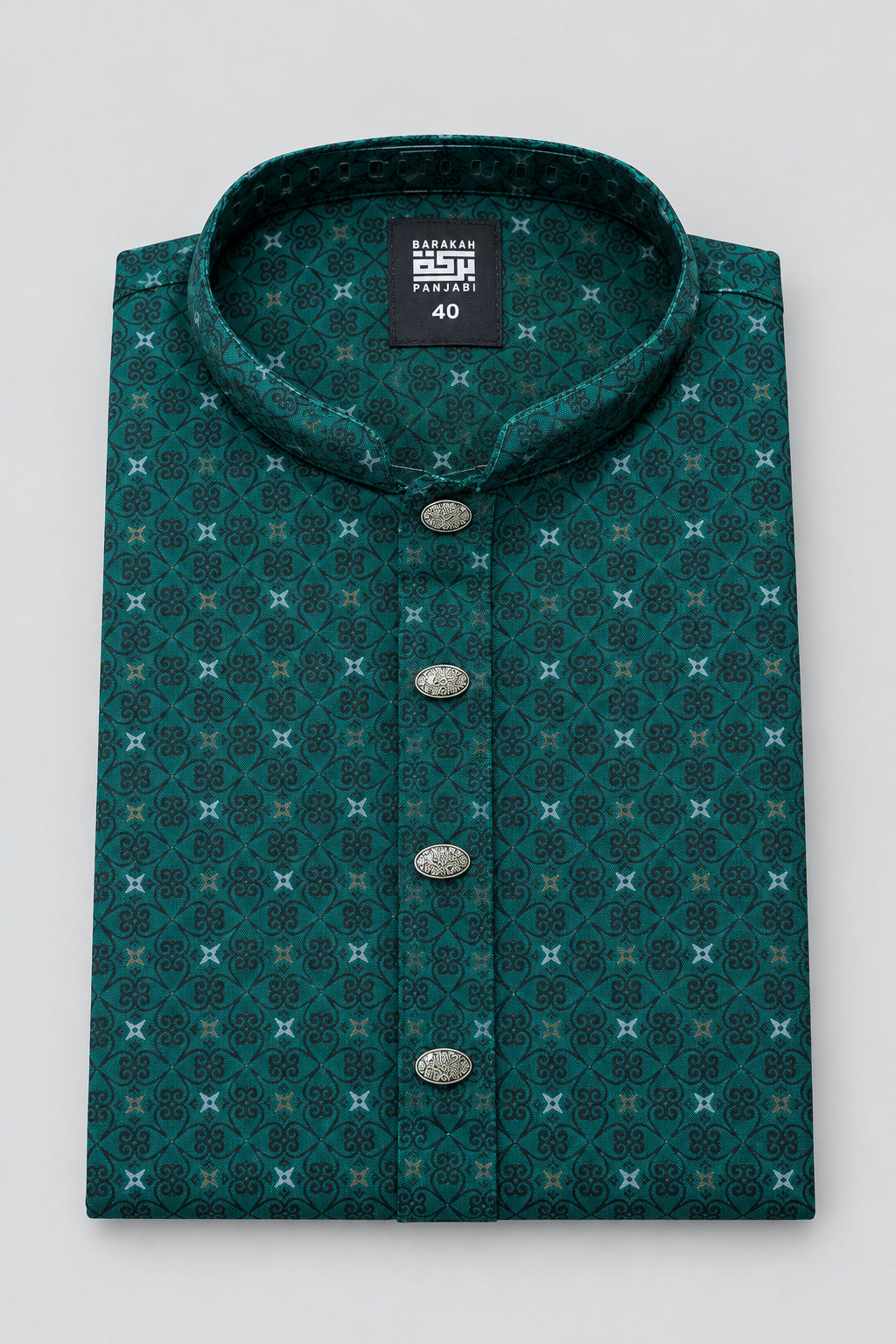 DEEP GREEN CLASSIC PRINT PANJABI , গাঢ় সবুজ ক্লাসিক প্রিন্ট পাঞ্জাবি