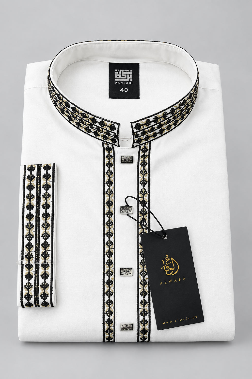 Black embroidery white Punjabi কালো এমব্রয়ডারি সাদা পাঞ্জাবী