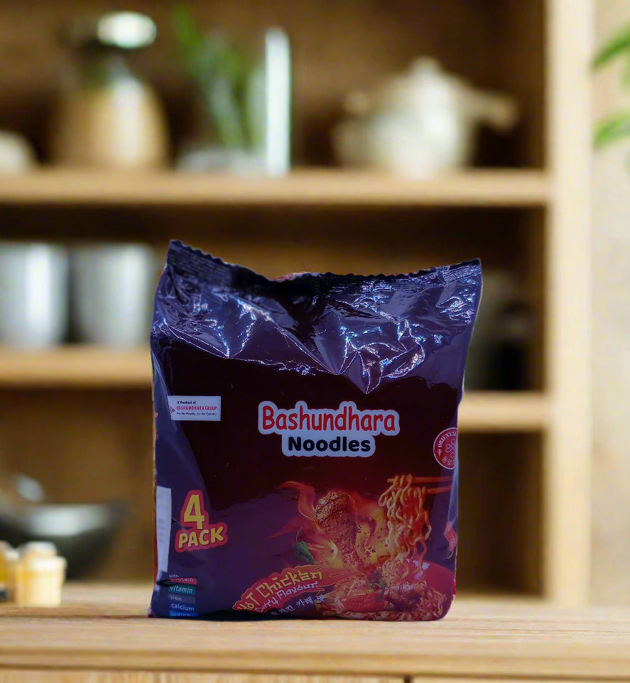 Bashundhara Noodles pcs x 4 Hot Chicken Flavour বসুন্ধরা নুডুলস হট চিকেন ফ্লেভার