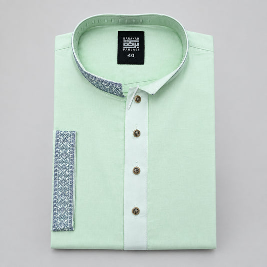 COF EMBROIDERY LIGHT GREEN PANJABI,  লাইট গ্রিন এমব্রয়ডারি পাঞ্জাবি