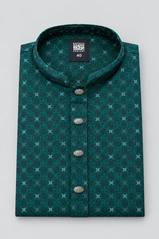 DEEP GREEN CLASSIC PRINT PANJABI , গাঢ় সবুজ ক্লাসিক প্রিন্ট পাঞ্জাবি