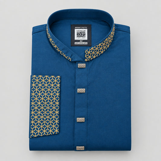 SPACE BLUE SLIM EMBROIDERY PANJABI , স্পেস ব্লু স্লিম এমব্রয়ডারি পাঞ্জাবি