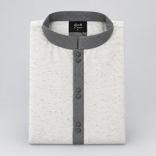 AL IHRAM Premium White Printed Panjabi , প্রিমিয়াম সাদা প্রিন্টেড পাঞ্জাবি