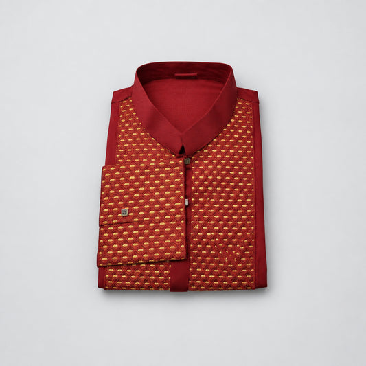 BARAKAH GOLDEN EMBROIDERED MAROON PANJABI , বারাকাহ গোল্ডেন এমব্রয়ডারি মেরুন পাঞ্জাবি