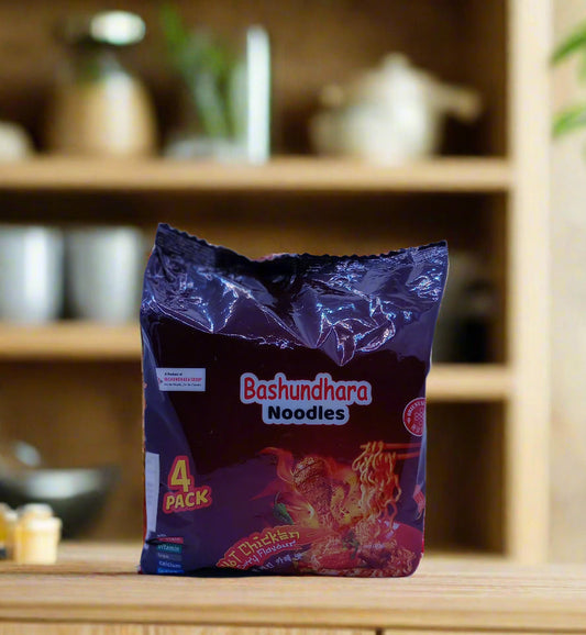 Bashundhara Noodles pcs x 4 Hot Chicken Flavour বসুন্ধরা নুডুলস হট চিকেন ফ্লেভার