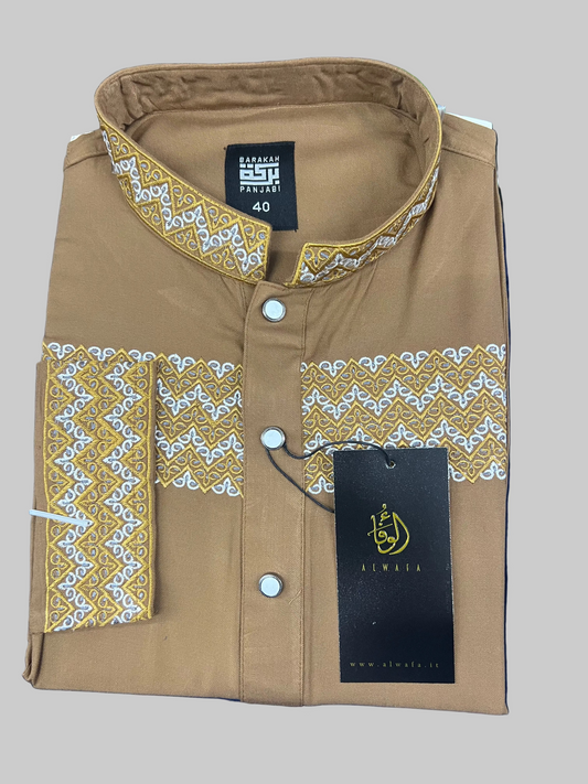 Coffee colour panjabi embroidery কফি কালার পাঞ্জাবী এমব্রয়ডারি