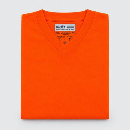 orange high-visibility safety shirt with reflective silver-gray stripes কাজের পোশাক